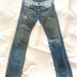 Rag & Bone two tone Medium & Light Blue  skinny & straight leg Denim Jeans US 24